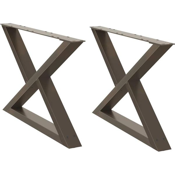 Vidaxl Gambe Del Tavolino 2 Pz. Acciaio Naturale 70X(42-43,3) Cm Acciaio-image