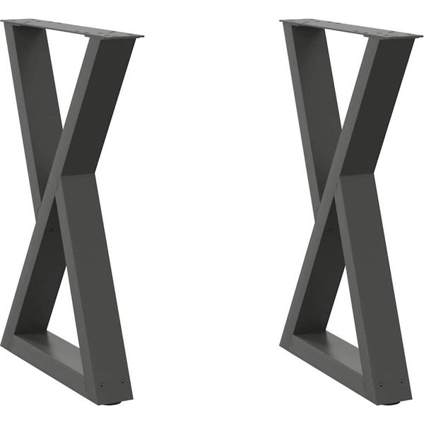Vidaxl Gambe Del Tavolo Da Pranzo 2 Pz. Antracite 50X(72-73,3) Cm Acciaio-image