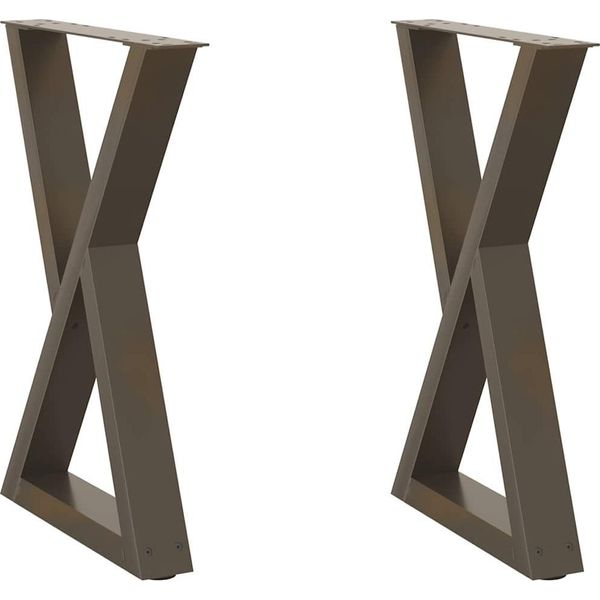 Vidaxl Gambe Del Tavolo Da Pranzo 2 Pezzi In Acciaio Naturale 60X(72-73,3) Cm Acciaio-image