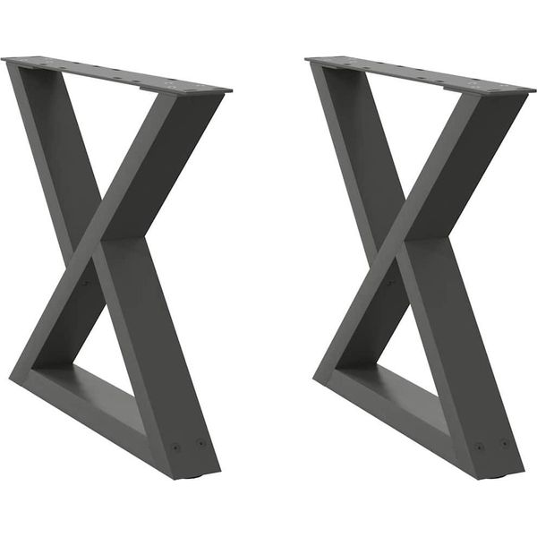 Vidaxl Gambe Del Tavolino 2 Pz. Antracite 50X(42-43,3) Cm In Acciaio-image