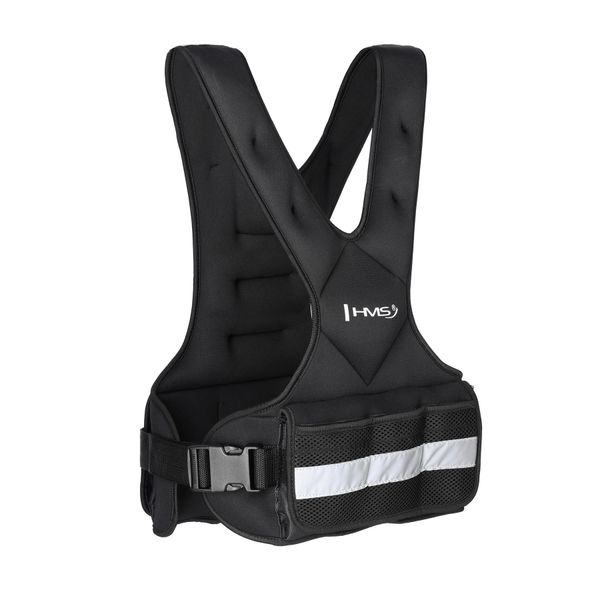 Hms Kor Gilet Di Peso 9 Kg | Gilet Da Allenamento Regolabile Con 6 Sacchi Di Sabbia In Ferro | Neoprene, Riflettente, Per Forza E Cardio-image