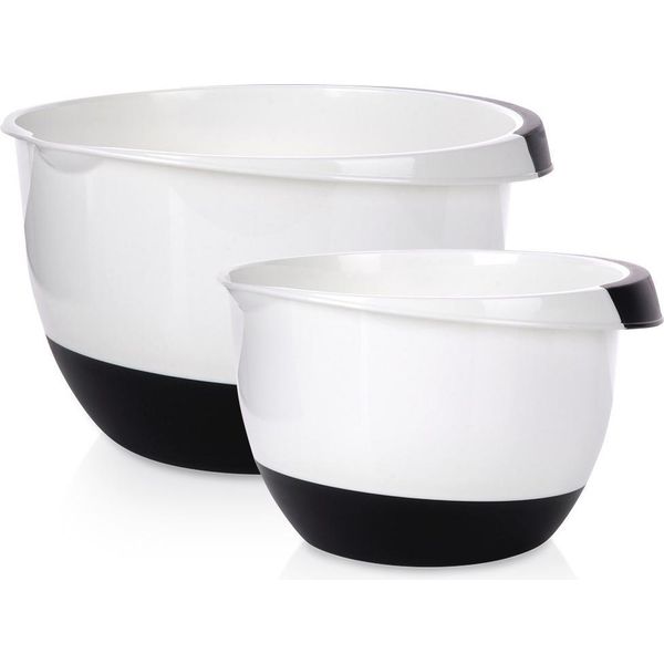 Set Di Due Ciotole Per Mescolare/Servire Excellent Houseware, Polipropilene, Nero/Bianco-image