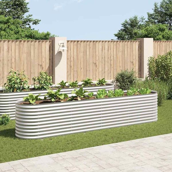 Vidaxl Letto Da Giardino Rialzato 400 X 80 X 81 Cm Acciaio Zincato Argento-image
