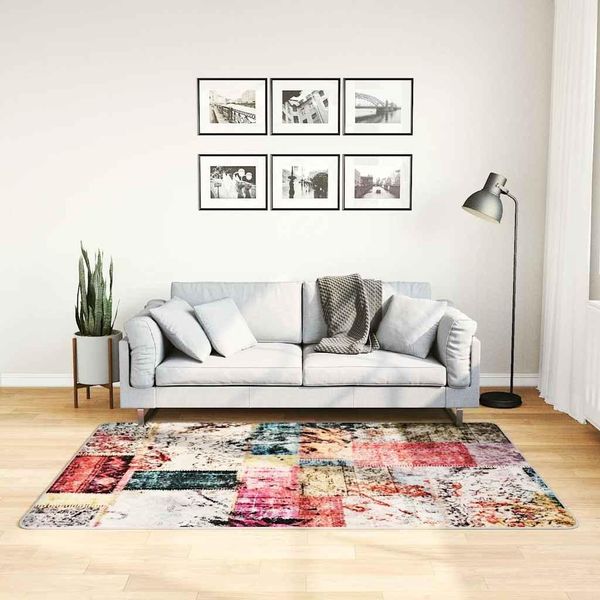 Vidaxl Tappeto Patchwork Lavabile Multicolore 120X180 Cm Antiscivolo-image