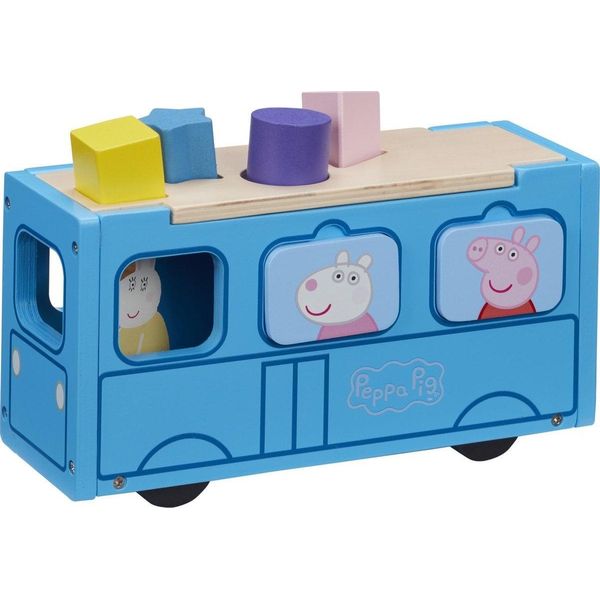 Peppa Wutz Giocattolo In Legno - Scuolabus (Con Figure E Accessori) Auto Giocattolo-image