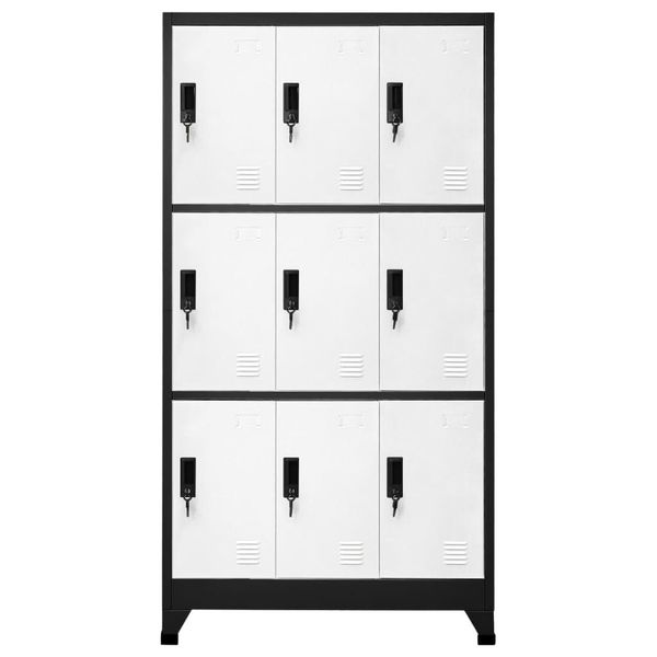 Vidaxl Armadio Spogliatoio Antracite E Bianco 90X45X180 Cm In Acciaio-image