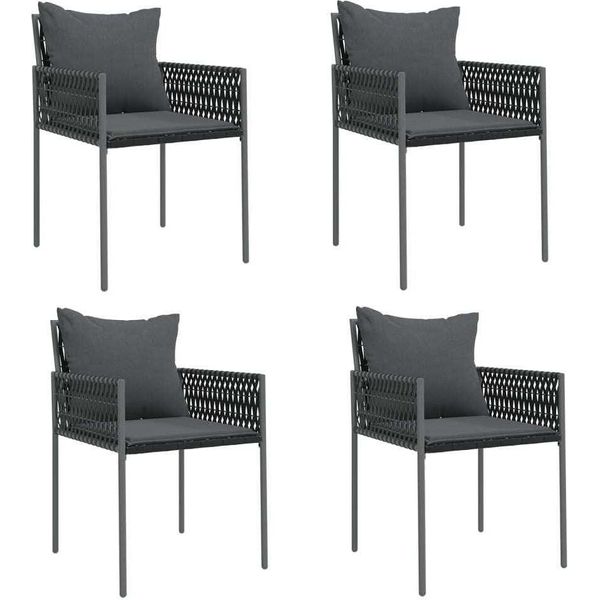 Vidaxl Sedie Da Giardino Con Cuscini 4 Pezzi Nero 54X61X83 Cm Poly Rattan-image