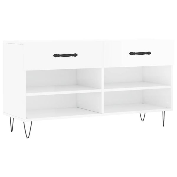 Vidaxl Panca Per Scarpe Bianco Lucido 102X35X55 Cm Materiale A Base Di Legno-image