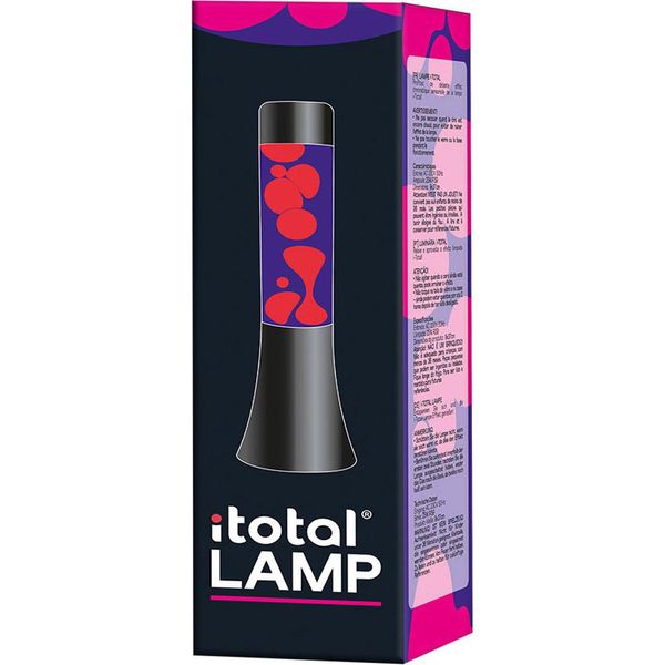 I-Total Lava Lamp - Lampada Lava - Lampada D'atmosfera - 30 X 9 Cm - Vetro/Alluminio - 25 W - Viola Con Lava Rosa - Nero - XL2457-image
