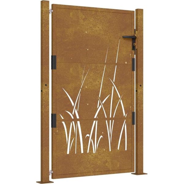 Vidaxl Cancello Da Giardino 105X130 Cm In Acciaio Corten Design Erba-image