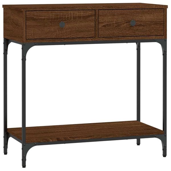 Tavolo Consolle Look Rovere Marrone 75X34,5X75 Cm Materiale A Base Di Legno-image