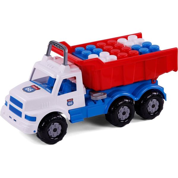 Rimorchio Ribaltabile Giocattolo Cavallino Route 66 Xl Con Blocchi Da Costruzione In Plastica-image