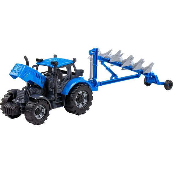 Trattore Giocattolo Cavallino Blu Con Aratro Scala 1:32 Farm-image
