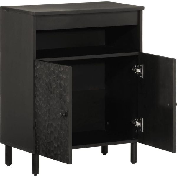 Vidaxl Mobile Laterale Nero 60X33X75 Cm In Legno Massiccio Di Mango-image