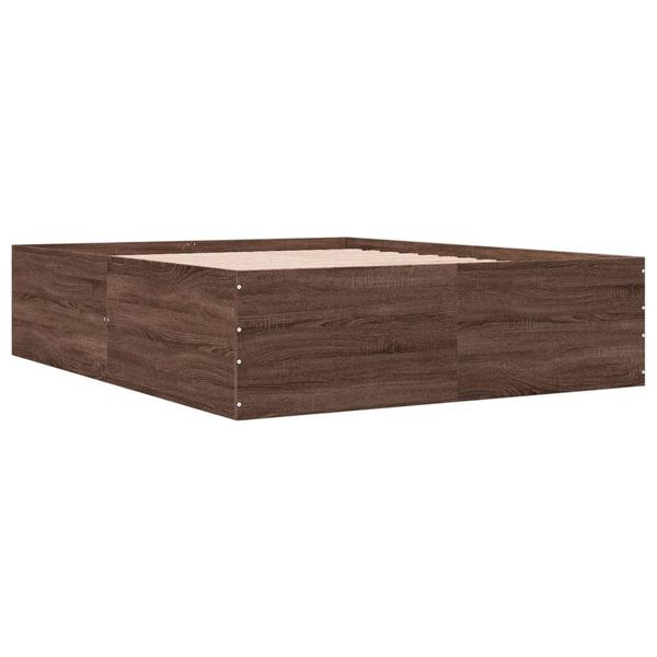 Vidaxl Struttura Del Letto In Rovere Marrone 150X200 Cm Materiale A Base Di Legno-image