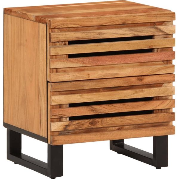 Vidaxl Comodini 2 Pezzi 40X34X46 Cm In Legno Massiccio Di Acacia-image