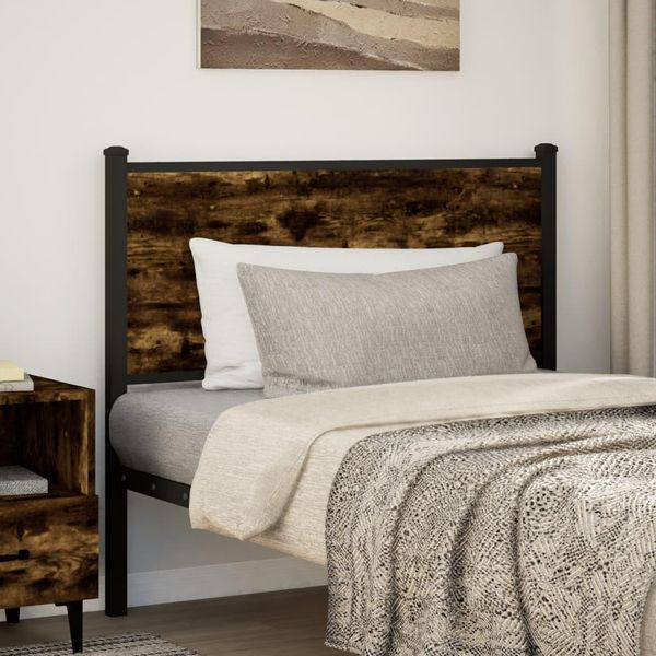 Vidaxl Testiera Rovere Fumé 100 Cm Materiale A Base Di Legno E Acciaio-image