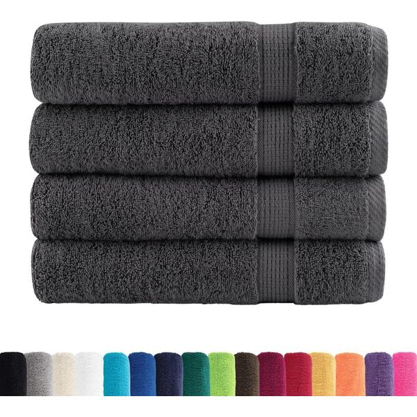 Vidaxl Asciugamani Da Doccia Premium Solund 4 Pz. Antracite 70X140 Cm 600 G/M²-image