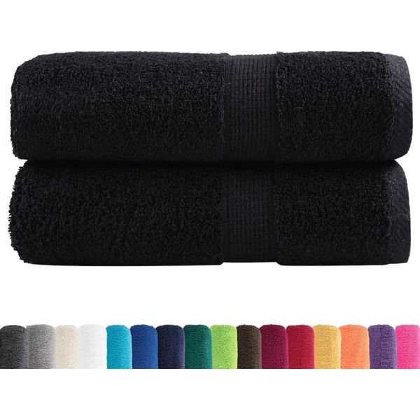 Vidaxl Asciugamani Premium Per Ospiti Solund 2 Pezzi Nero 30X50 Cm 600 G/M²-image