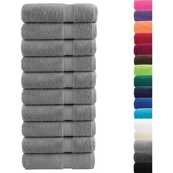 Vidaxl Asciugamani Da Doccia Premium Solund 10 Pz. Grigio 70X140 Cm 600 G/M²-image