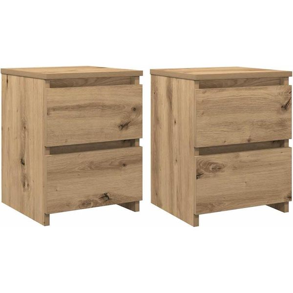Vidaxl Comodini 2 Pz. Rovere Artigianale 30X30X40 Cm Materiale A Base Di Legno-image