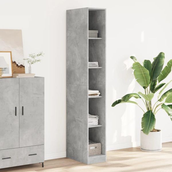 Vidaxl Armadio Grigio Cemento 30X50X200 Cm Materiale A Base Di Legno-image
