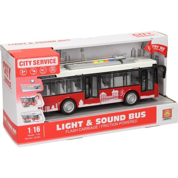 Autobus Urbano Giocattolo Rosso Con Luci E Suoni - Autobus Per Bambini-image