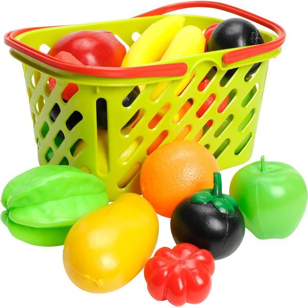 Cesto Della Spesa Con Set Di Frutta Giocattolo - Frutta Colorata Per Bambini-image