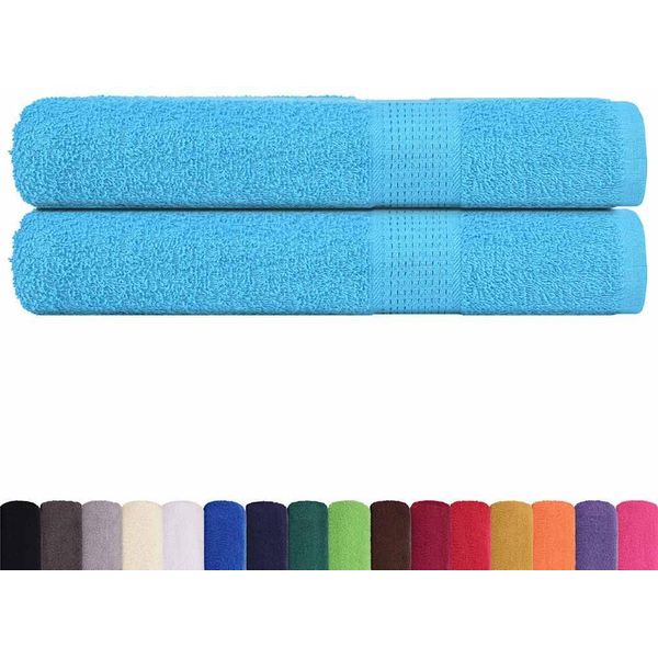 Vidaxl Asciugamani 2 Pz. Turchese 100X200 Cm 360 G/M² 100% Cotone-image