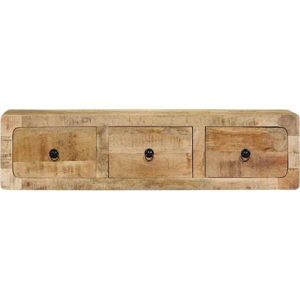 Vidaxl Mobile Tv A Parete 100X32X25 Cm Legno Massiccio Grezzo Mango-image