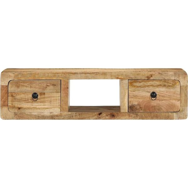 Vidaxl Mobile Tv A Parete 100X32X25 Cm Legno Massiccio Grezzo Mango-image