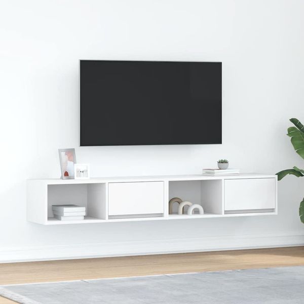 Vidaxl Mobili Tv 2 Pz. Bianco 80X31X25,5 Cm Materiale A Base Di Legno-image