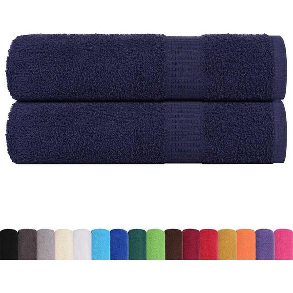 Vidaxl Asciugamani Da Doccia 2 Pz. Blu Navy 70X140 Cm 360 G/M² 100% Cotone-image