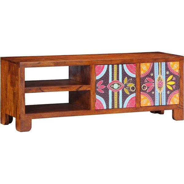 Vidaxl Mobile Tv Multicolore 110X30X40 Cm In Legno Massiccio Di Acacia-image