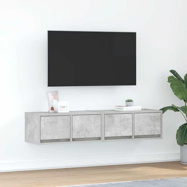 Vidaxl Mobili Tv 2 Pz. Grigio Cemento 60X31X25,5 Cm Materiale A Base Di Legno-image