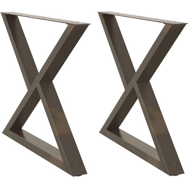 Vidaxl Gambe Del Tavolo Da Pranzo 2 Pezzi In Acciaio Naturale 90X(72-73,3) Cm Acciaio-image