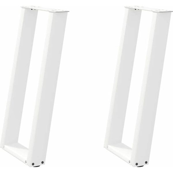 Vidaxl Tavolo Consolle Gambe A U 2 Pz. Bianco 28X(72-73) Cm Acciaio-image