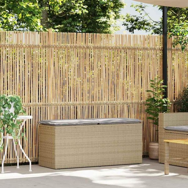 Vidaxl Panca Da Giardino Con Cuscini Beige 110X40X44 Cm Poly Rattan-image