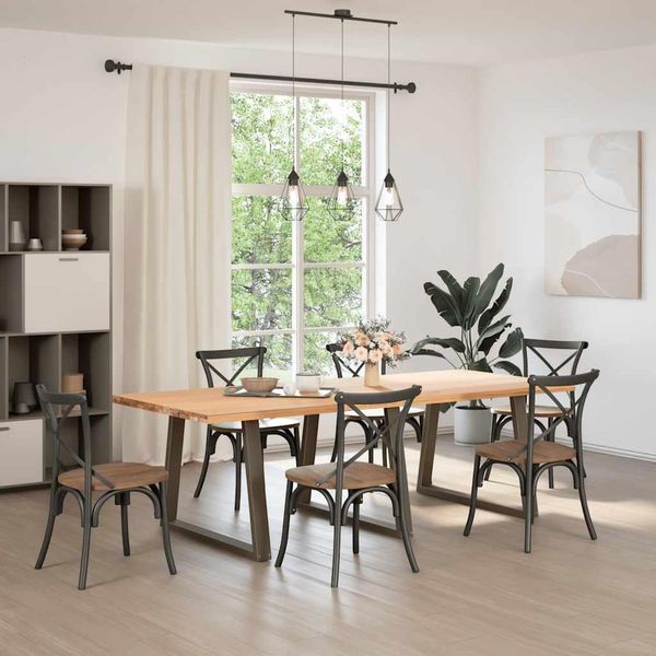 Vidaxl Gambe Del Tavolo Da Pranzo A Forma Di V 3 Pezzi In Acciaio Naturale 90X(72-73,3) Cm Acciaio-image