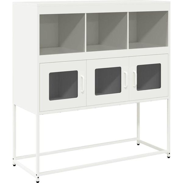 Vidaxl Credenza Bianca 100,5X39X107 Cm Acciaio Laminato A Freddo-image