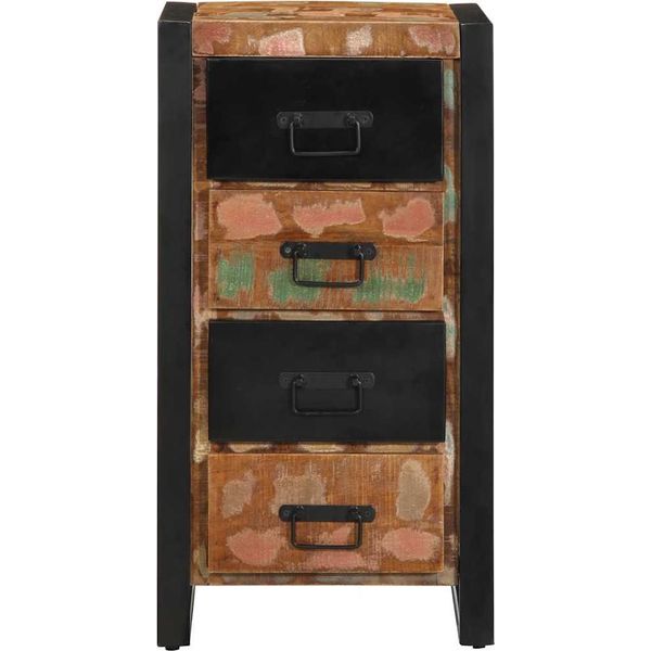 Vidaxl Cassettiera Multicolore 40X40X75 Cm Legno Massiccio Antico-image
