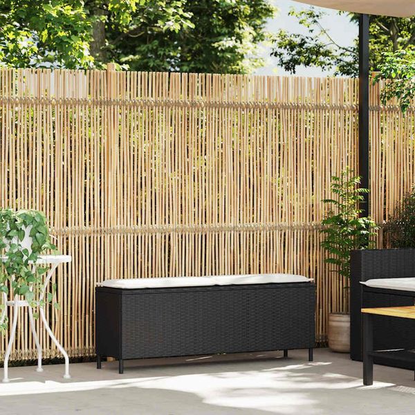 Vidaxl Panchina Da Giardino Con Cuscini Nero 110X30X40,5 Cm Poly Rattan-image