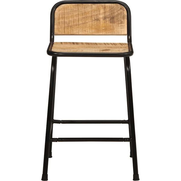Vidaxl Sgabello Da Bar 2 Pezzi 46X35,5X70 Cm Legno Massiccio Di Mango Grezzo-image