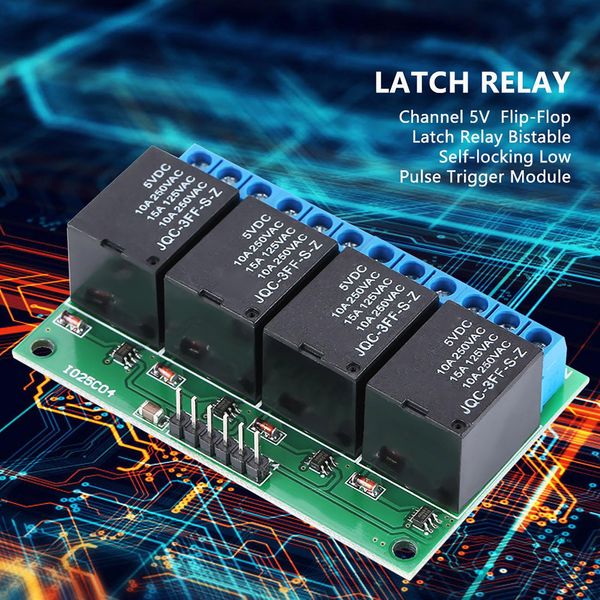 4 Canali 5V Flip Flop Latch Relay Bistabile Modulo Di Innesco A Impulsi Bassi Autobloccante-image