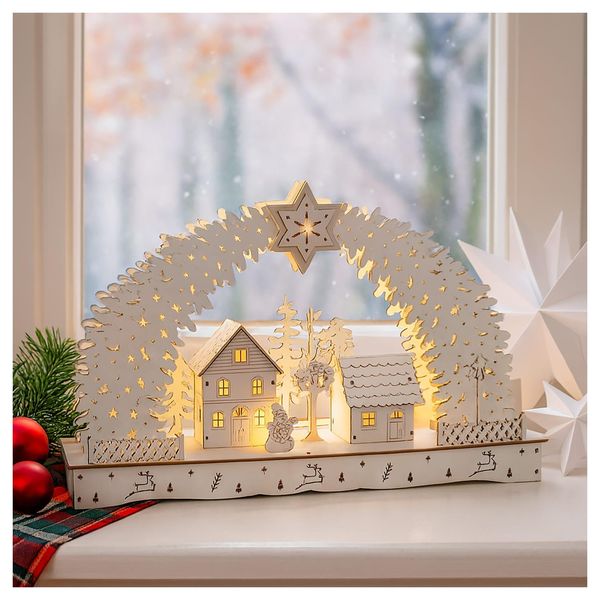 Hti-Living Leuchtbogen In Modernem Weiß Weihnachtsdorf-image