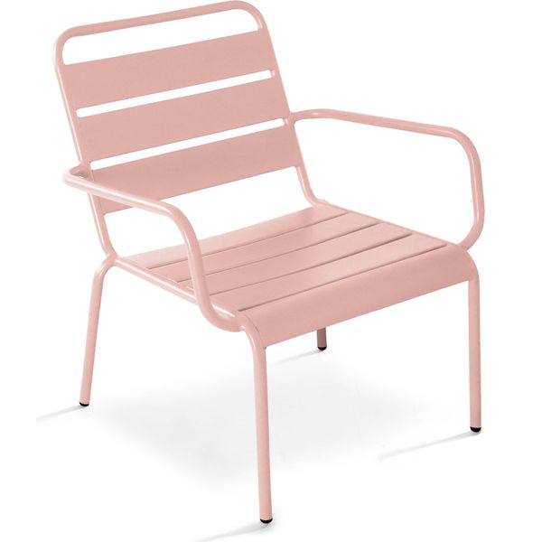 Poltrona Relax E Poggiapiedi In Metallo Rosa - Oviala Palavas-image