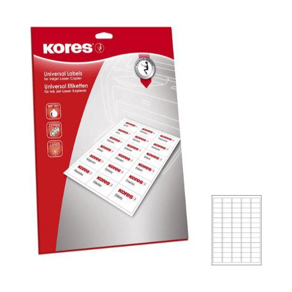 Kores L3821 Kores Universal-Etiketten, 38,1 X 21,2 Mm, Weiß, 100 Blatt-image