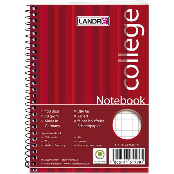 Landr Notebook "College"" Din A6, 160 Blatt, Kariert"-image