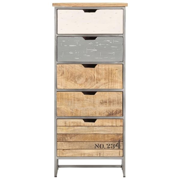Vidaxl Mobile Laterale Con Cassetti 45X30X105 Cm In Legno Massiccio Di Mango-image