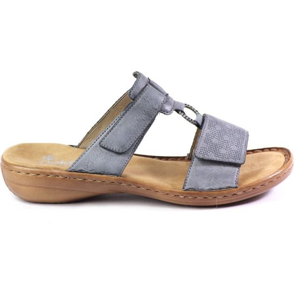 Rieker Donna Mulo Con Chiusura A Velcro E Cinturino A T 60885, Misura:40 Eu, Colore:Blu-image
